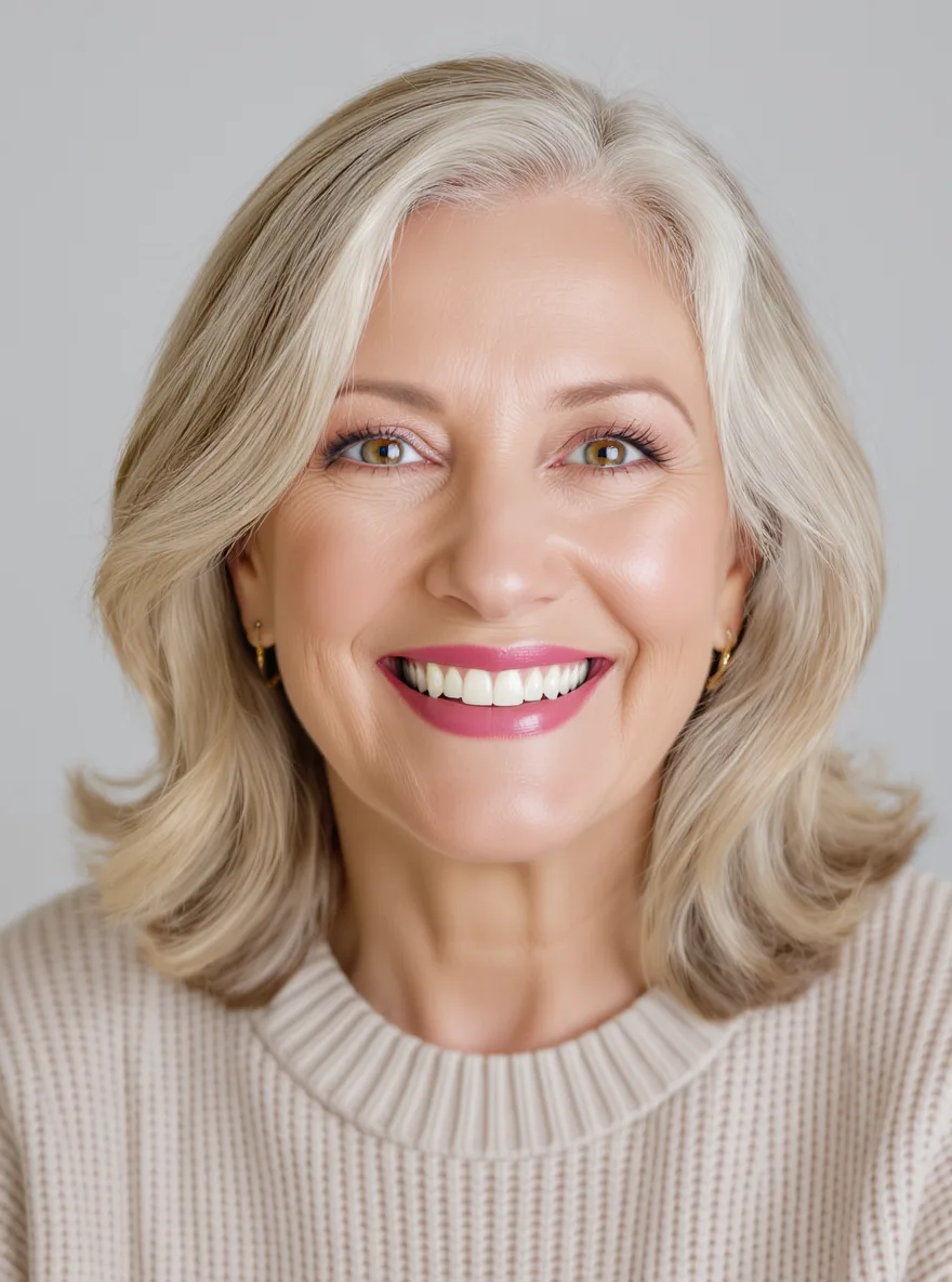 Straight Silvery Frost Layered Chin-Length Bob